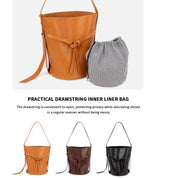 Women's Elegant Designer Leather Bucket Bag
