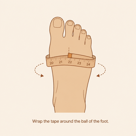 Wrap a soft tape around the ball of your foot at its widest point