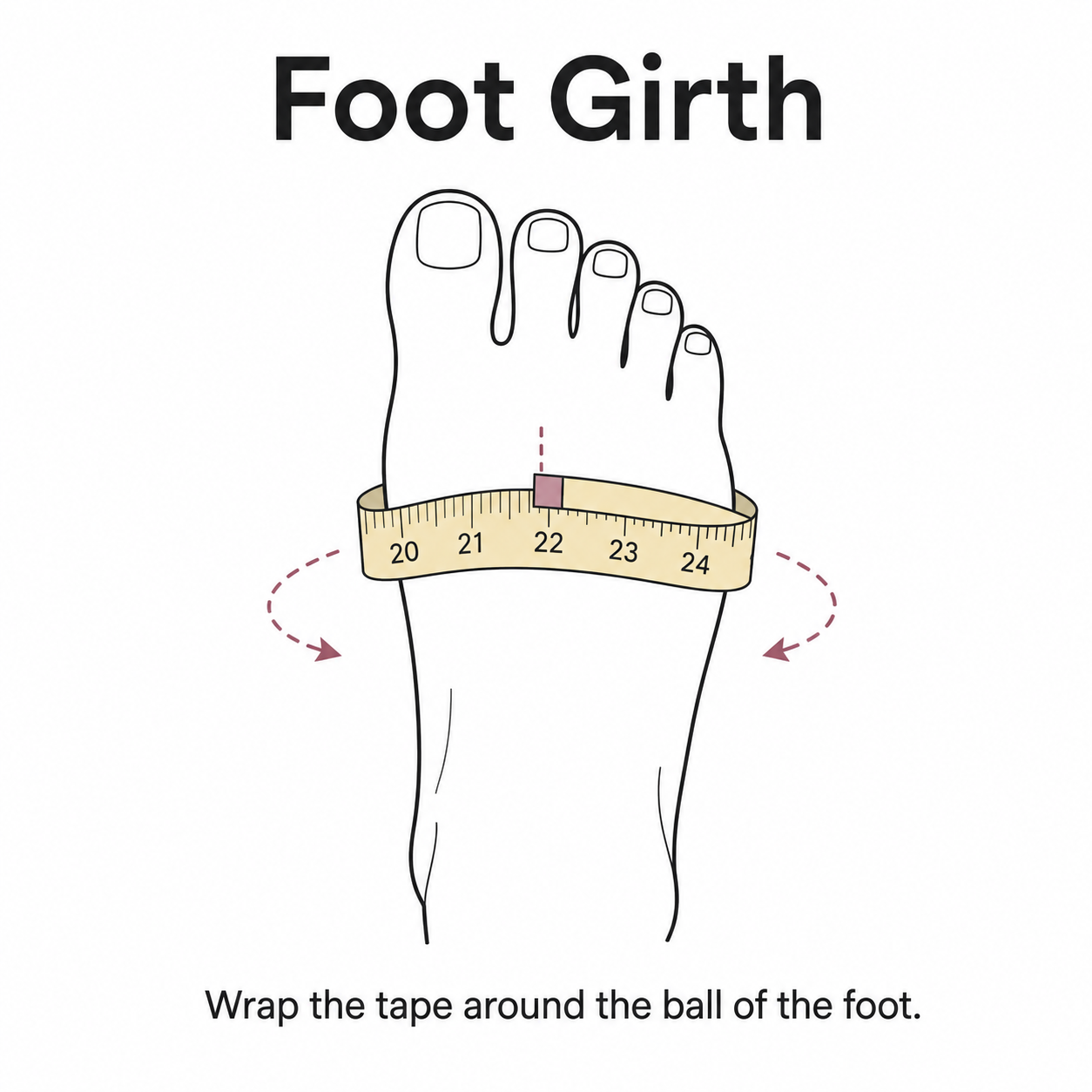 Foot girth: wrap the tape around the ball of your foot